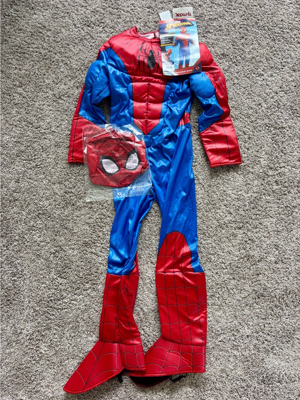 NWT Jazwares Marvel Spider-Man Muscle Chest Costume Kids Size M (8-10)